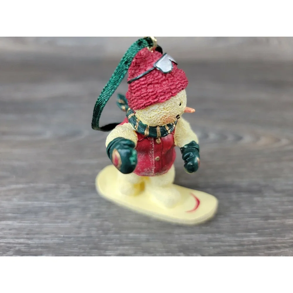 Vintage Christmas Snowman Ornaments Lot Of 2‎ Snowmen Sledding snowboarding